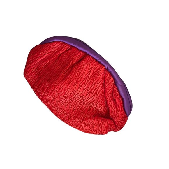 Vintage Caryl Brill for I. Magnin Red Purple Clutch Handbag Cosmetic Bag 1988 - Picture 1 of 5